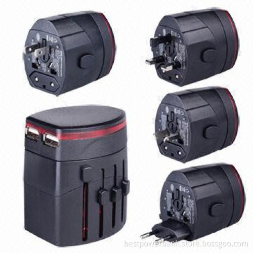 2014 Newest Universal Travel Adapter with 2.1A Output Current, UK/US/AU/EU Plugs in One Pattern